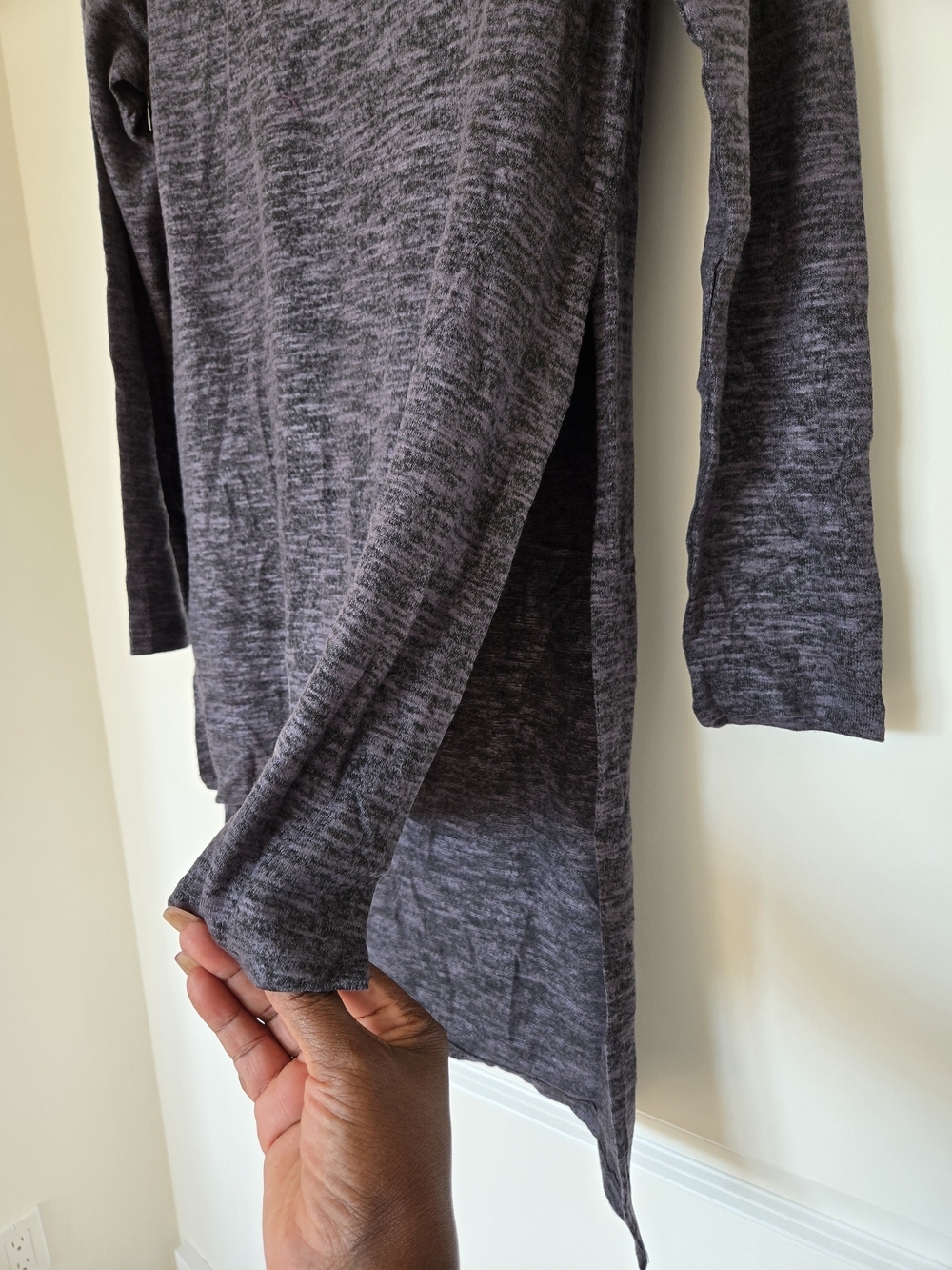 Women's Long Sleeve Heathered Tunic Top - Charcoal - Picture 4 of 5
